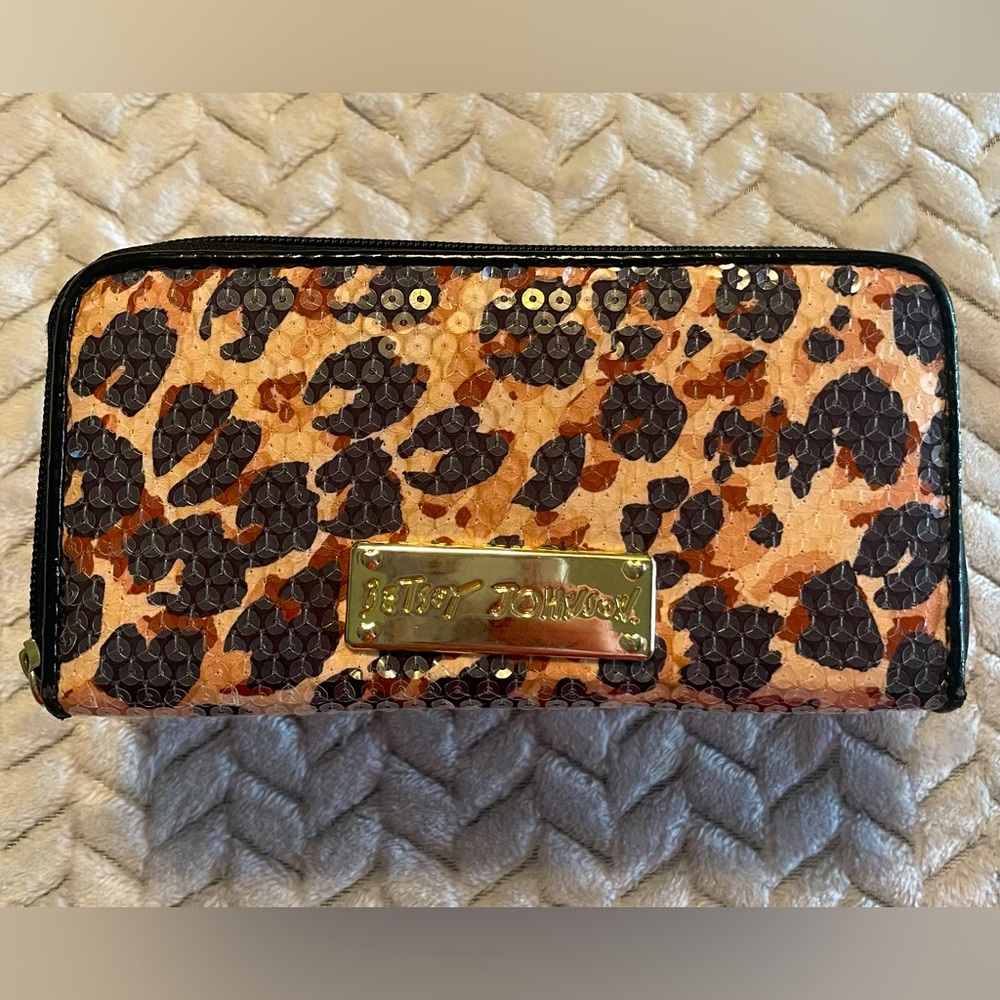 Betsey Johnson Sequin Leopard Wallet